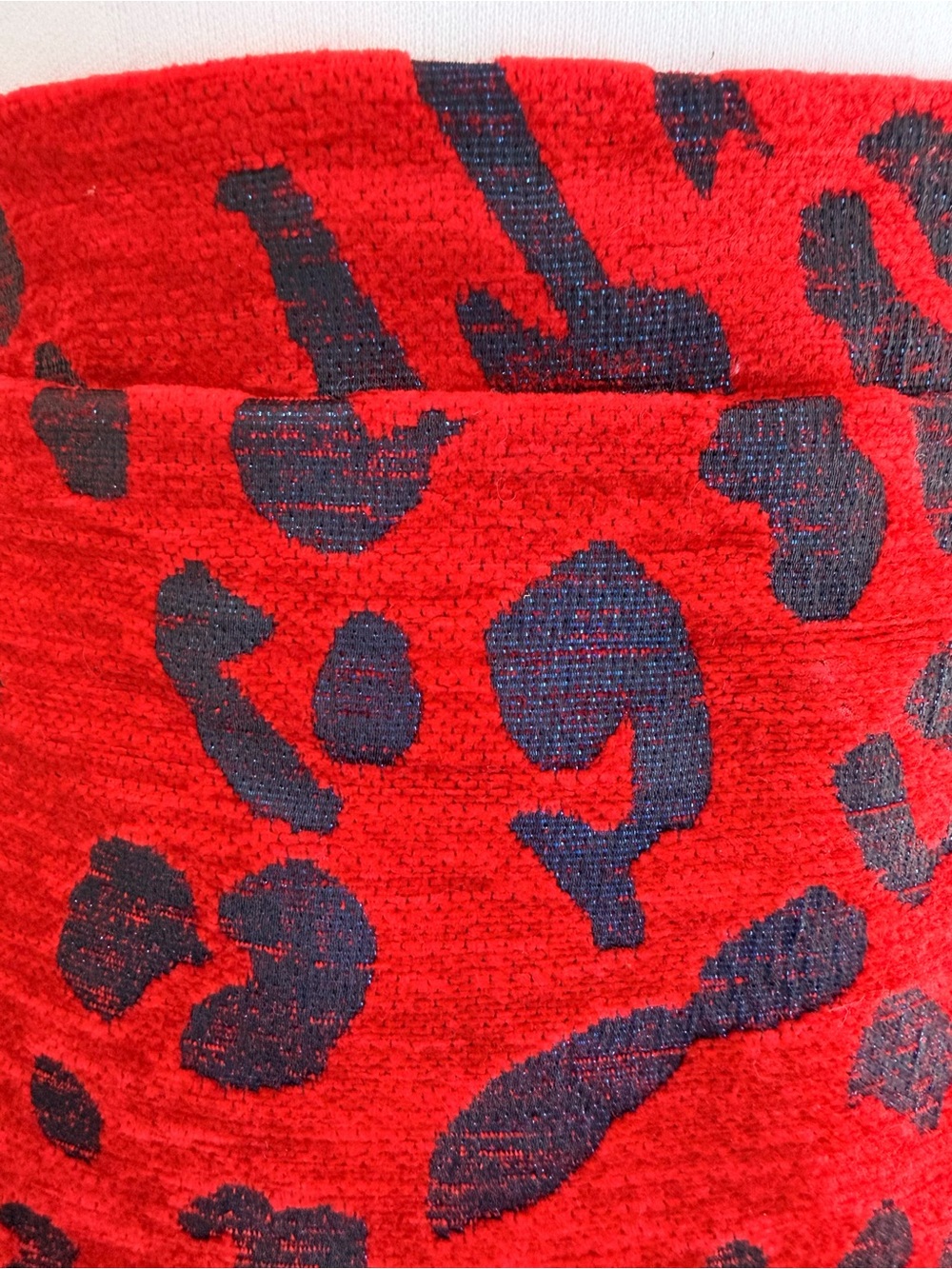 THE ANDAMANE BERTHA RED METALLIC BLUE LEOPARD PRINT MINI SKIRT - Picture 6 of 15